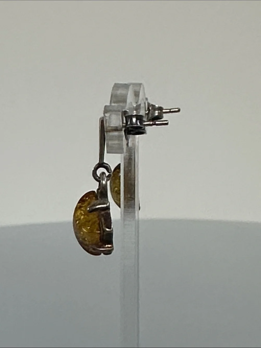 Sterling Silver Amber Drop Earrings - Warm Yellow Amber Dangles